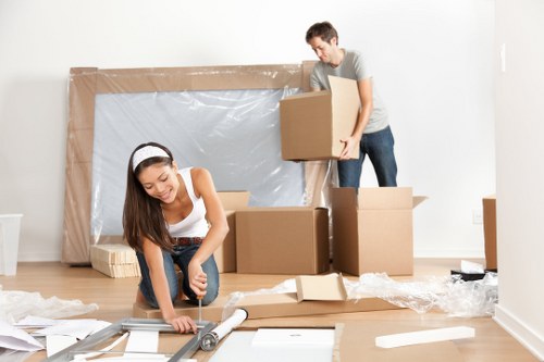 Moving truck service in Shacklewell on a local residential street