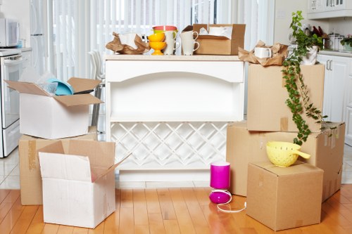 Worker assessing lifting risks during a removals job