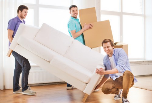 Office relocation planning in Shacklewell with desks and packed boxes