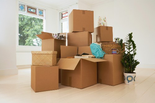 Packed furniture and boxes illustrating cubic-yard van pricing